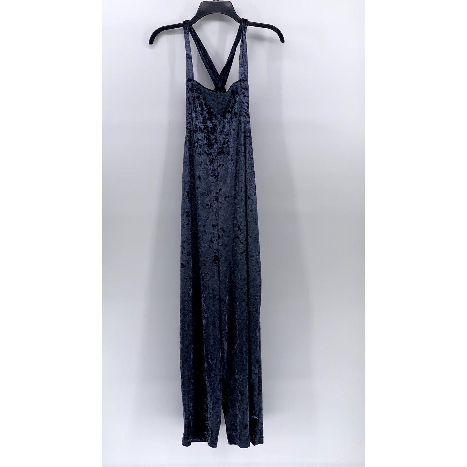 URBAN OUTFITTERS Women's Blue Crushed Velvet Overall Jumpsuit SZ M