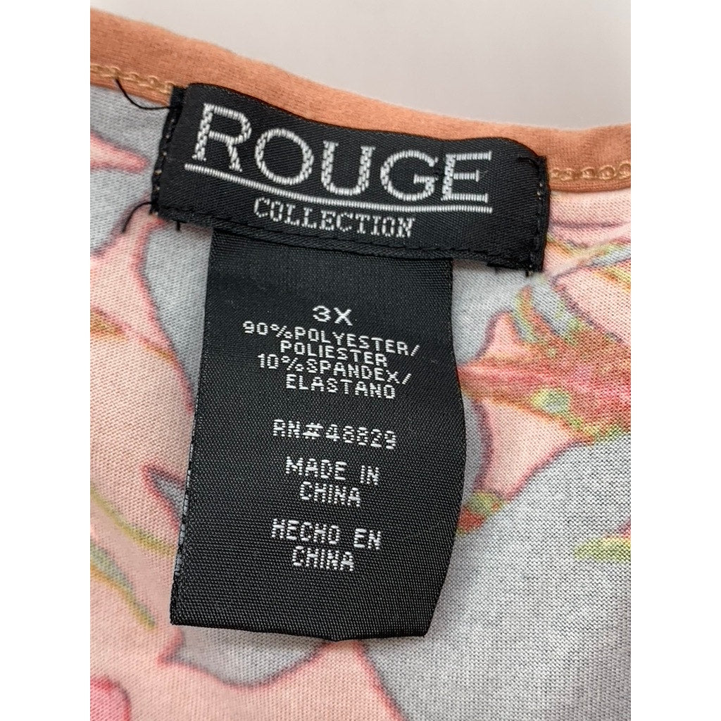 ROGUE COLLECTION Women's Plus Salmon Pink Floral Mini Dress SZ 3X