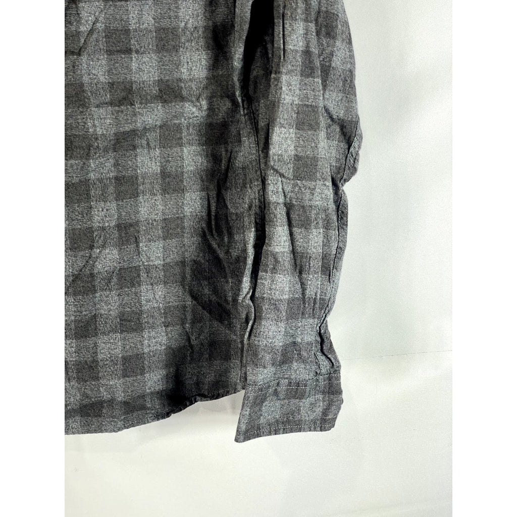 ABERCROMBIE & FITCH Men's Charcoal/Black Plaid Button-Up Muscle Shirt SZ XL