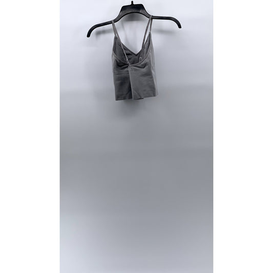 ITZON Women's Light Gray V-Neck Compression Cropped Spaghetti Strap Cami SZ S/M