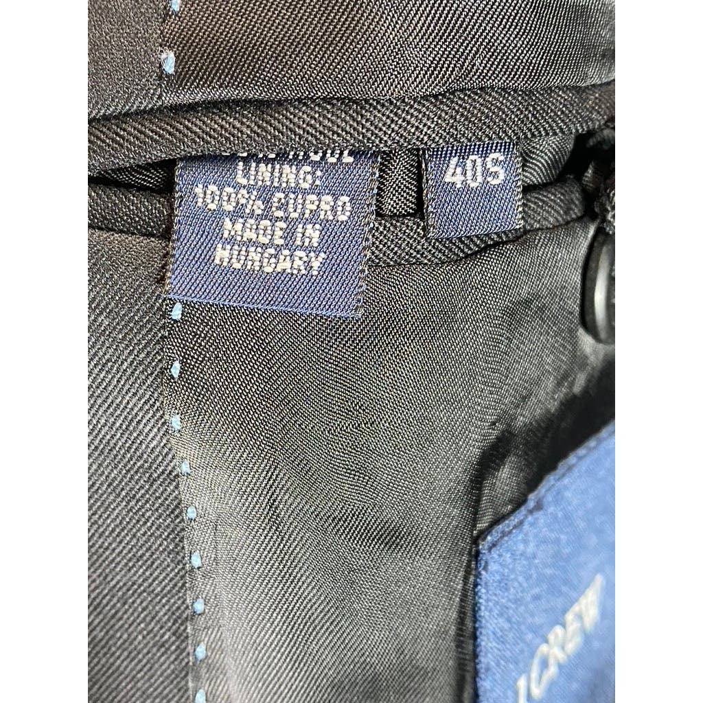 J.CREW Men's Solid Black Short Three-Button Suit Jacket SZ 40S