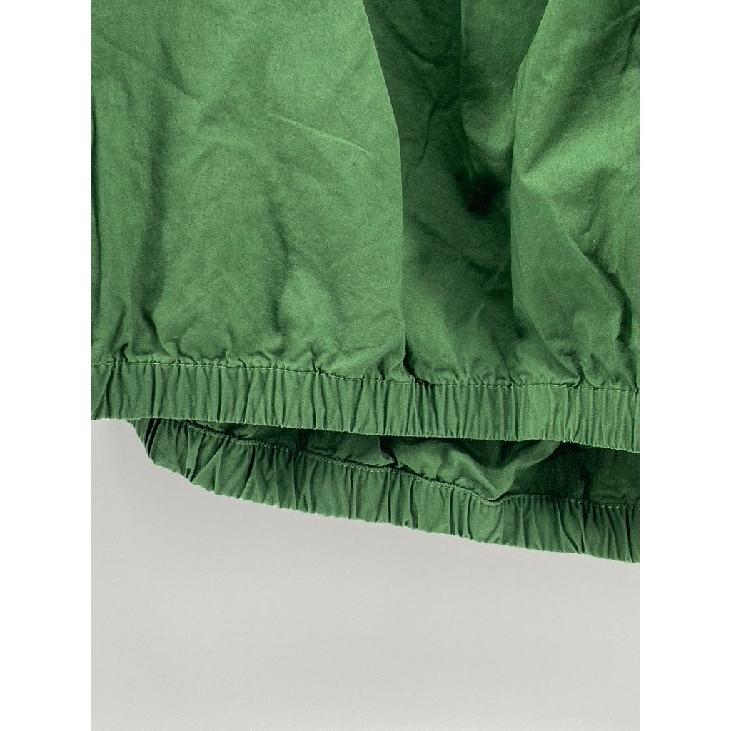 H&M Women's Dark Green Scoop-Neck Short Puff-Sleeve Cropped Top SZ L
