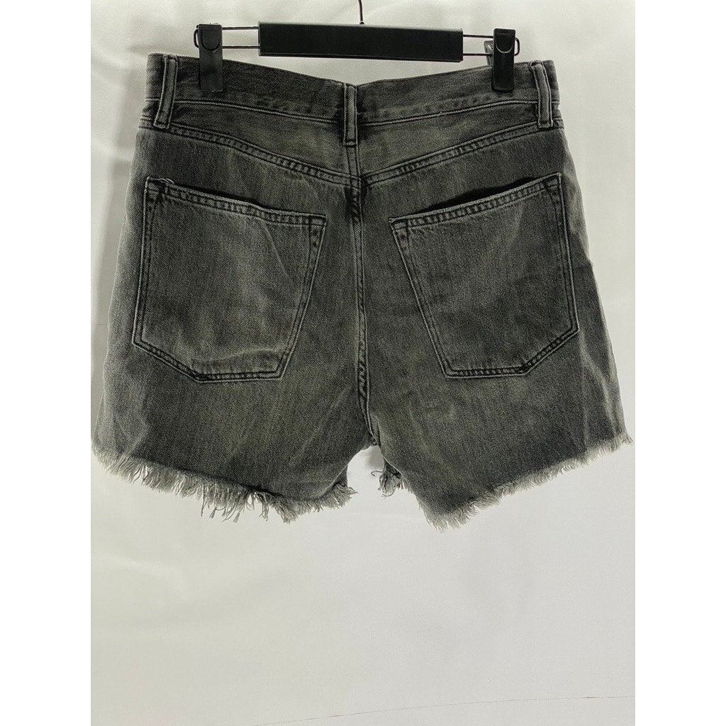 ALLSAINTS Women's Washed Black Yanni Cut-Off Five-Pocket Denim Shorts SZ 29