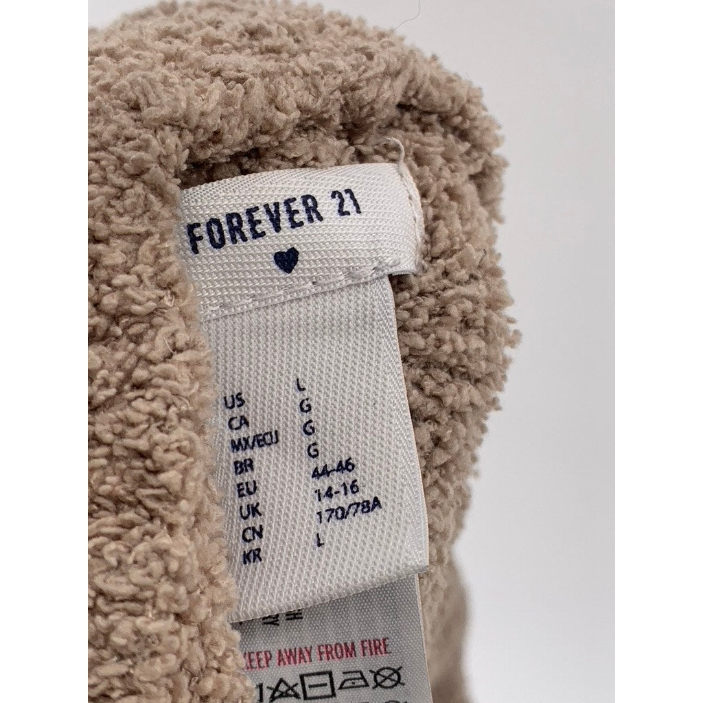 FOREVER 21 Women's Brown Teddy Cozy Pull-On Shorts SZ L