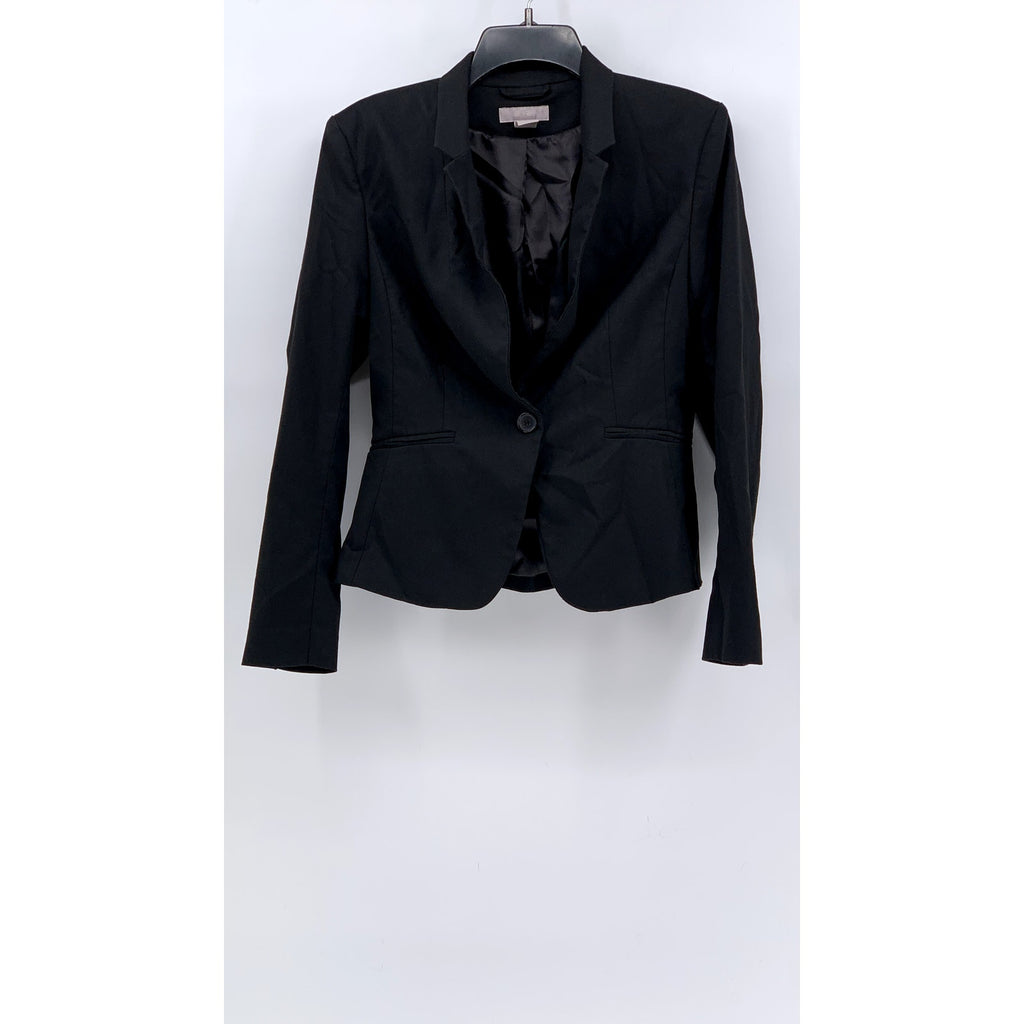 H&M Women's Black Single-Button Notch Collar Blazer SZ S