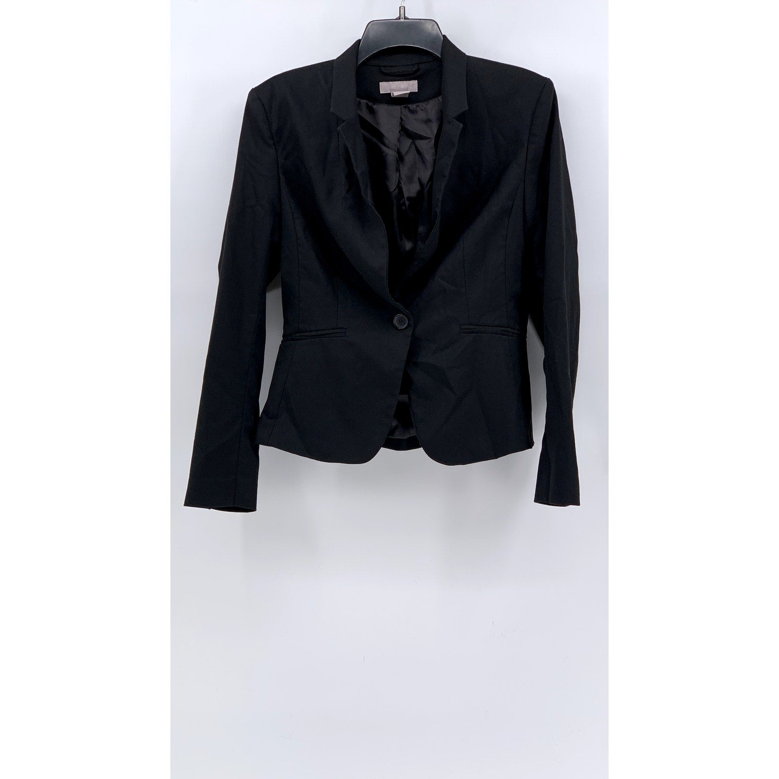 H&M Women's Black Single-Button Notch Collar Blazer SZ S