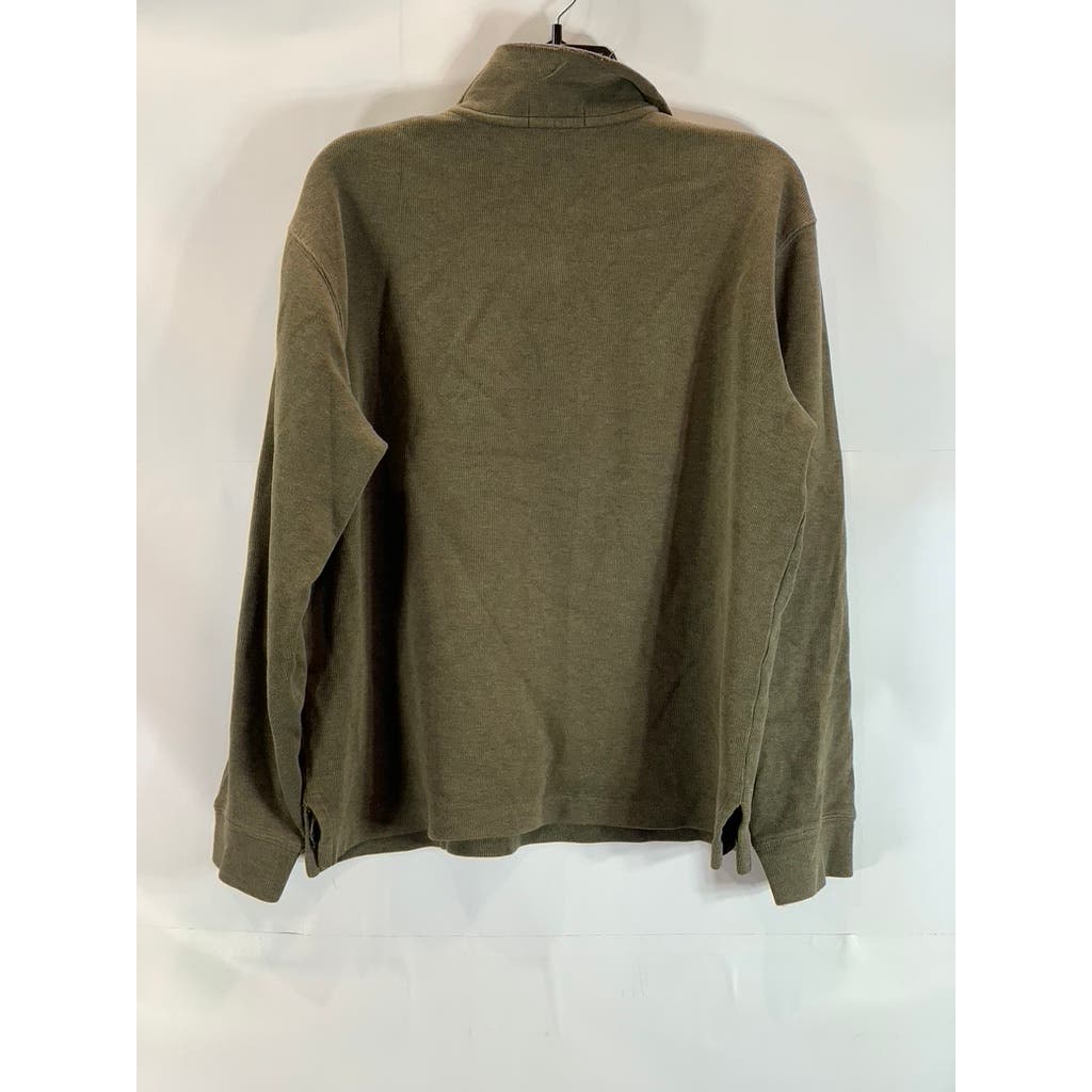 POLO RALPH LAUREN Men's Olive Green Quarter Zip Ribbed Pullover Sweater SZ M