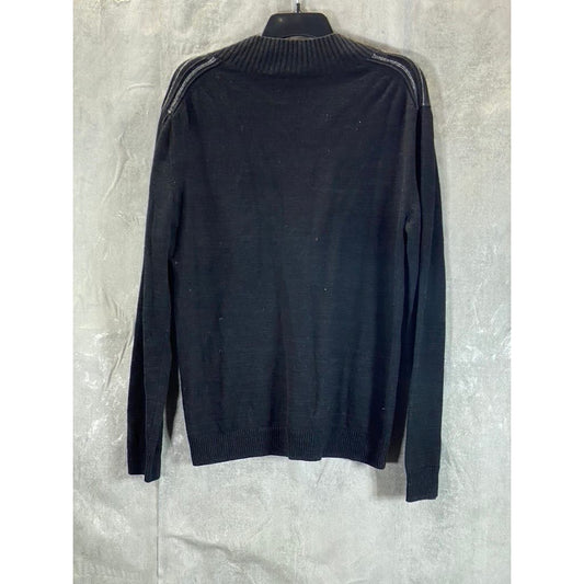 A|X ARMANI EXCHANGE Men's Black Striped V-Neck Pullover Sweater SZ XL