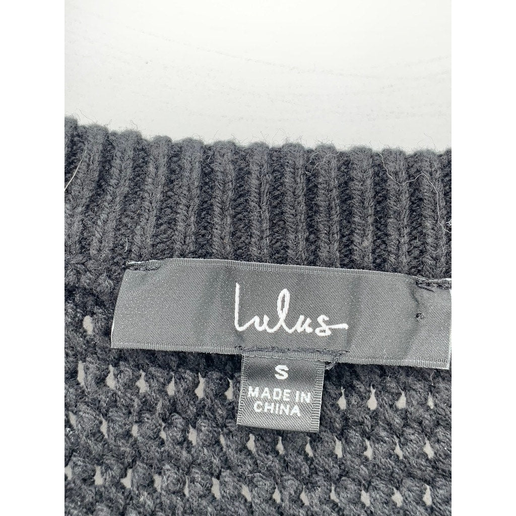 LULUS Women's Black Loose Knit Sweater Tank Top SZ S