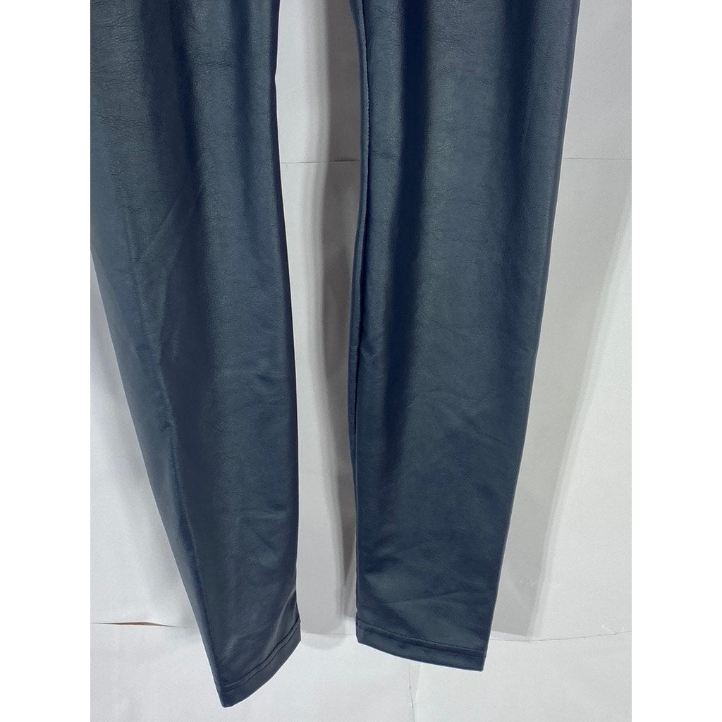 OFFLINE By AERIE Women's Blue Solid Faux-Leather High-Rise Fitted Leggings SZ M