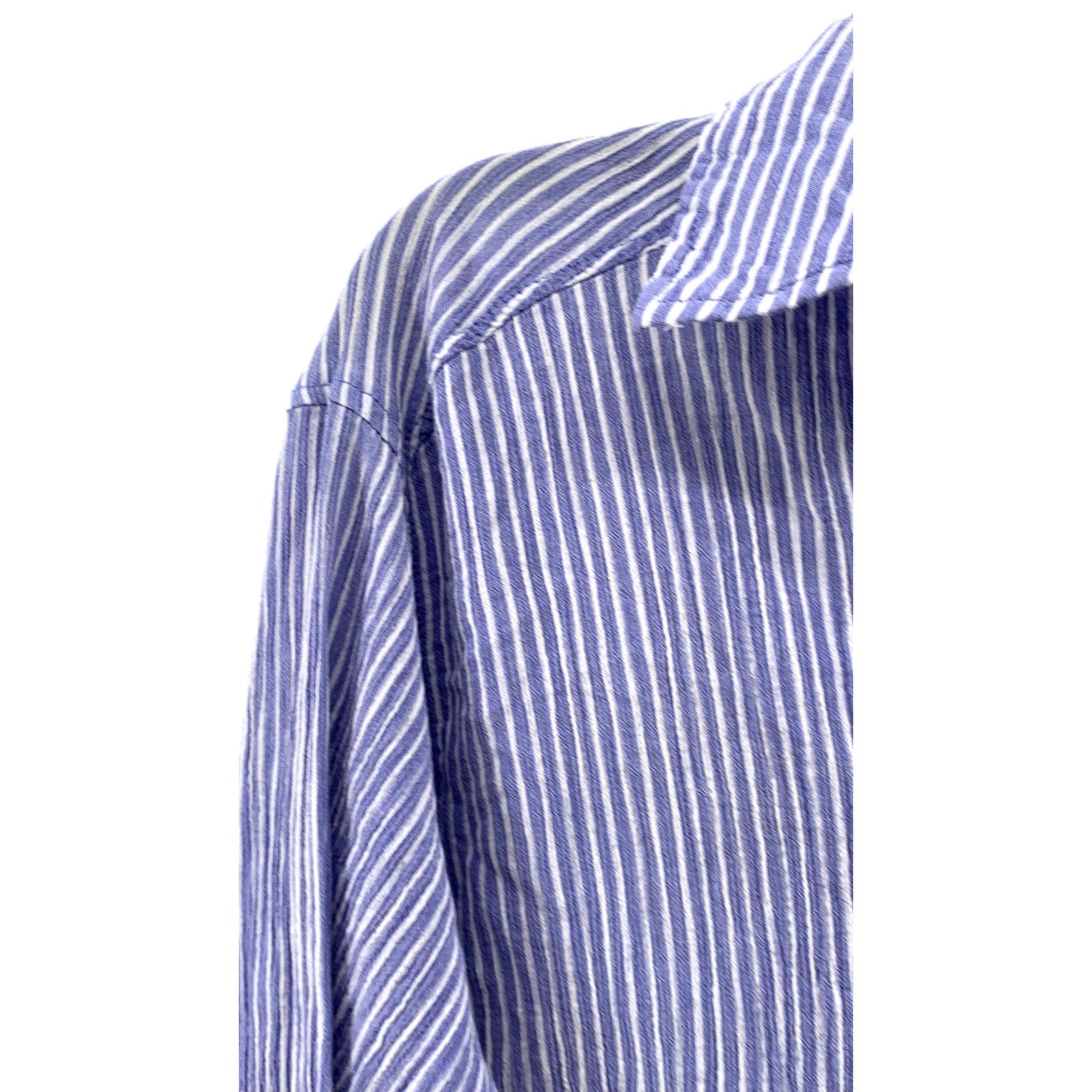 H&M Women's Blue Micro Stripe Oversized Button-Up Long Sleeve Tunic Top SZ XS