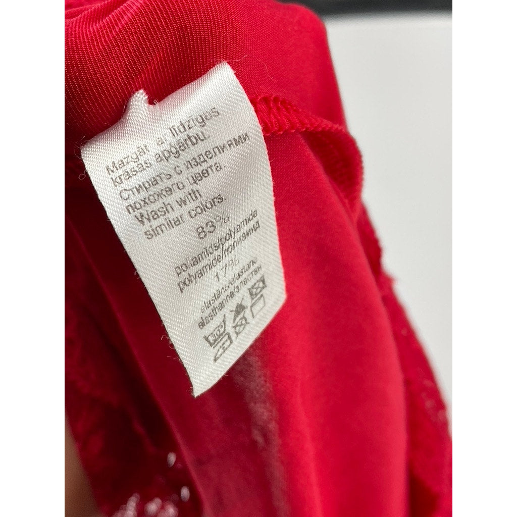 LAUMA LINGERIE Women's Red Lace-Trim V-Neck Cutout-Back Mini Night Dress SZ M