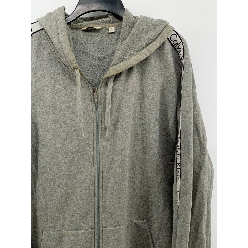 CALVIN KLEIN Men's Gray Logo Zip-Up Sweatshirt SZ 2XL