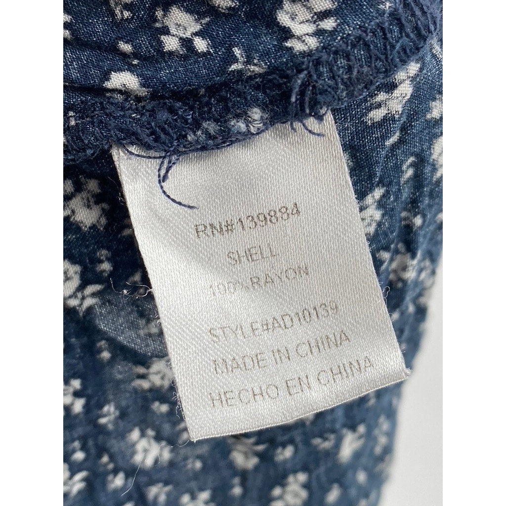 ANB APPAREL Women's Navy Blue Floral Print Scoop-Neck Spaghetti Strap Top SZ S