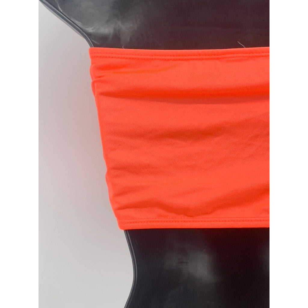 UNBRANDED Women's Neon Orange Keyhole Strapless Bikini Top SZ M/L