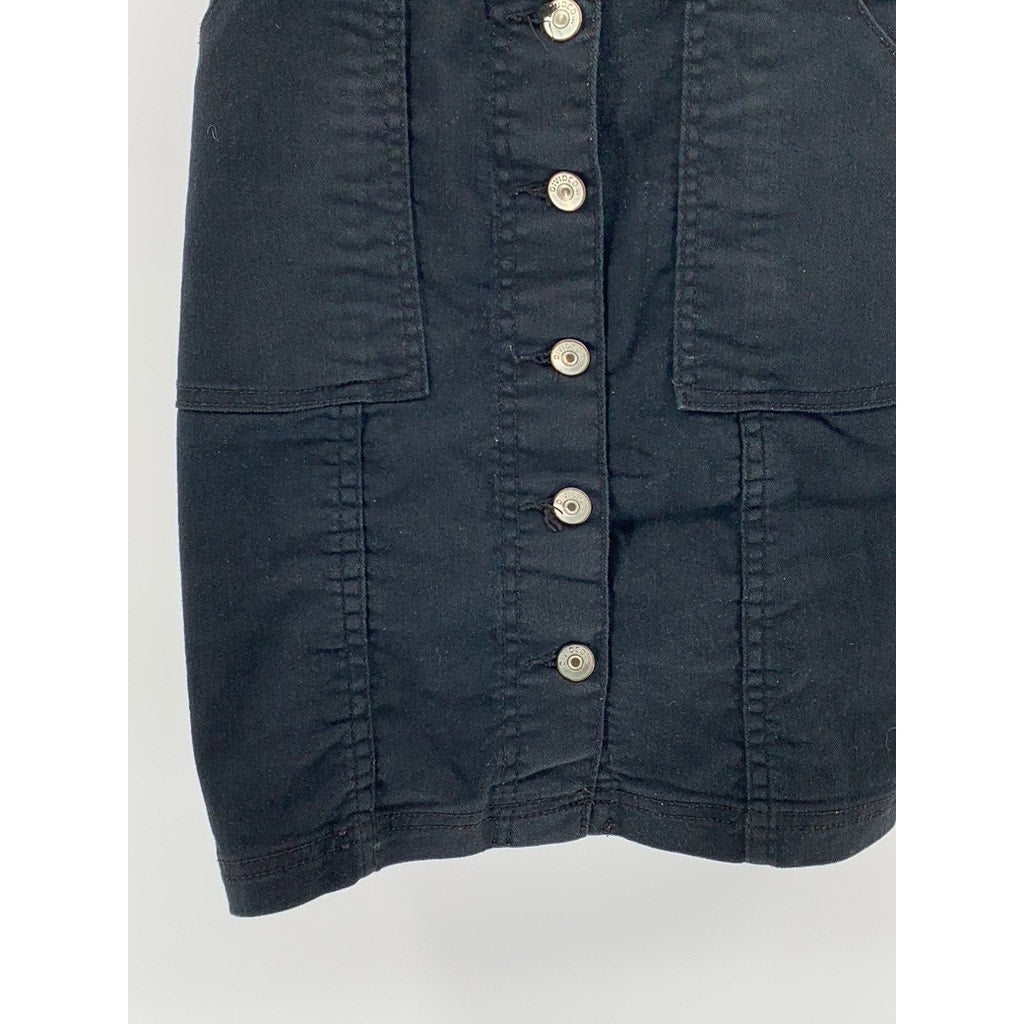 DIVIDED By H&M Women's Black Denim Straight-Neck Button-Up Mini Dress SZ 2