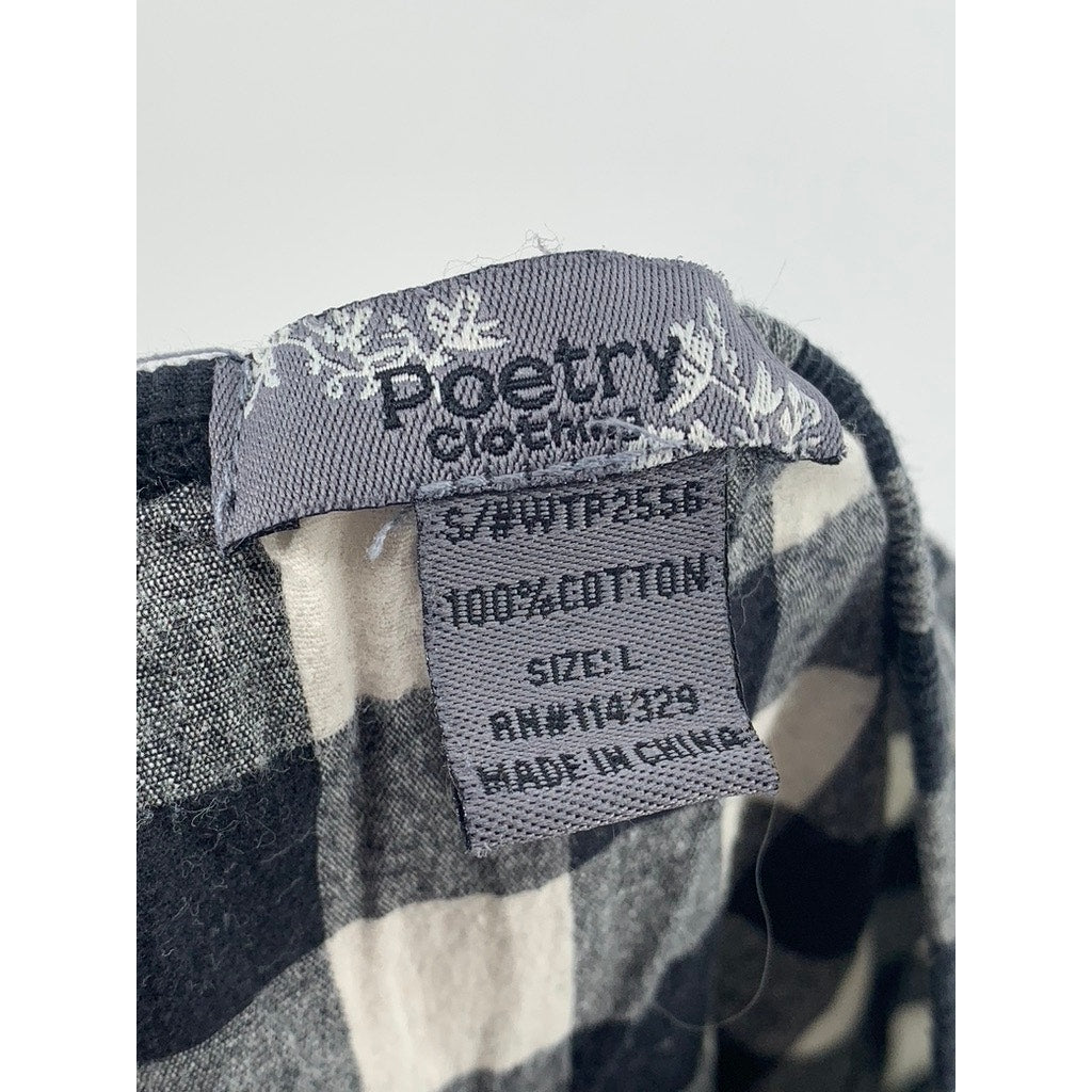 POETRY CLOTHING Women's Black-White Plaid Strapless Top SZ L