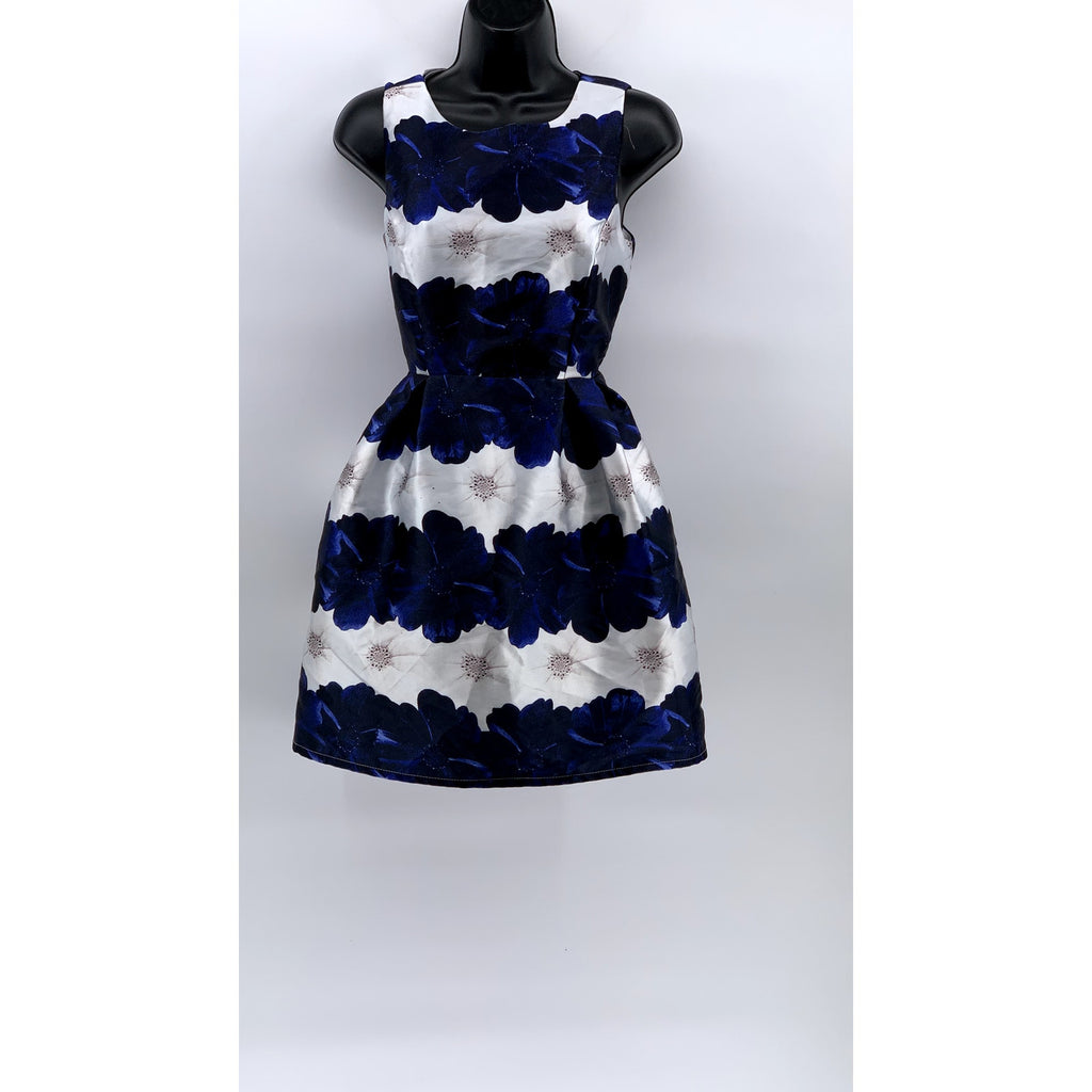 FOREVEVER 21 CONTEMPORARY Women's Blue-White Printed Fit & Flare Mini Dress SZ S