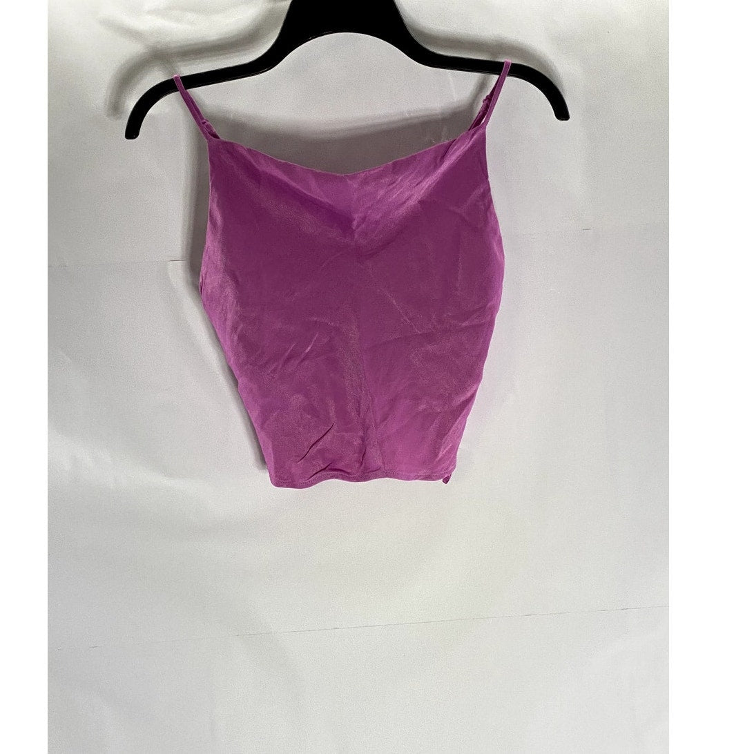 ZARA Women's Fuchsia Satin Adjustable Strap Cowl neck Camisole SZ XS