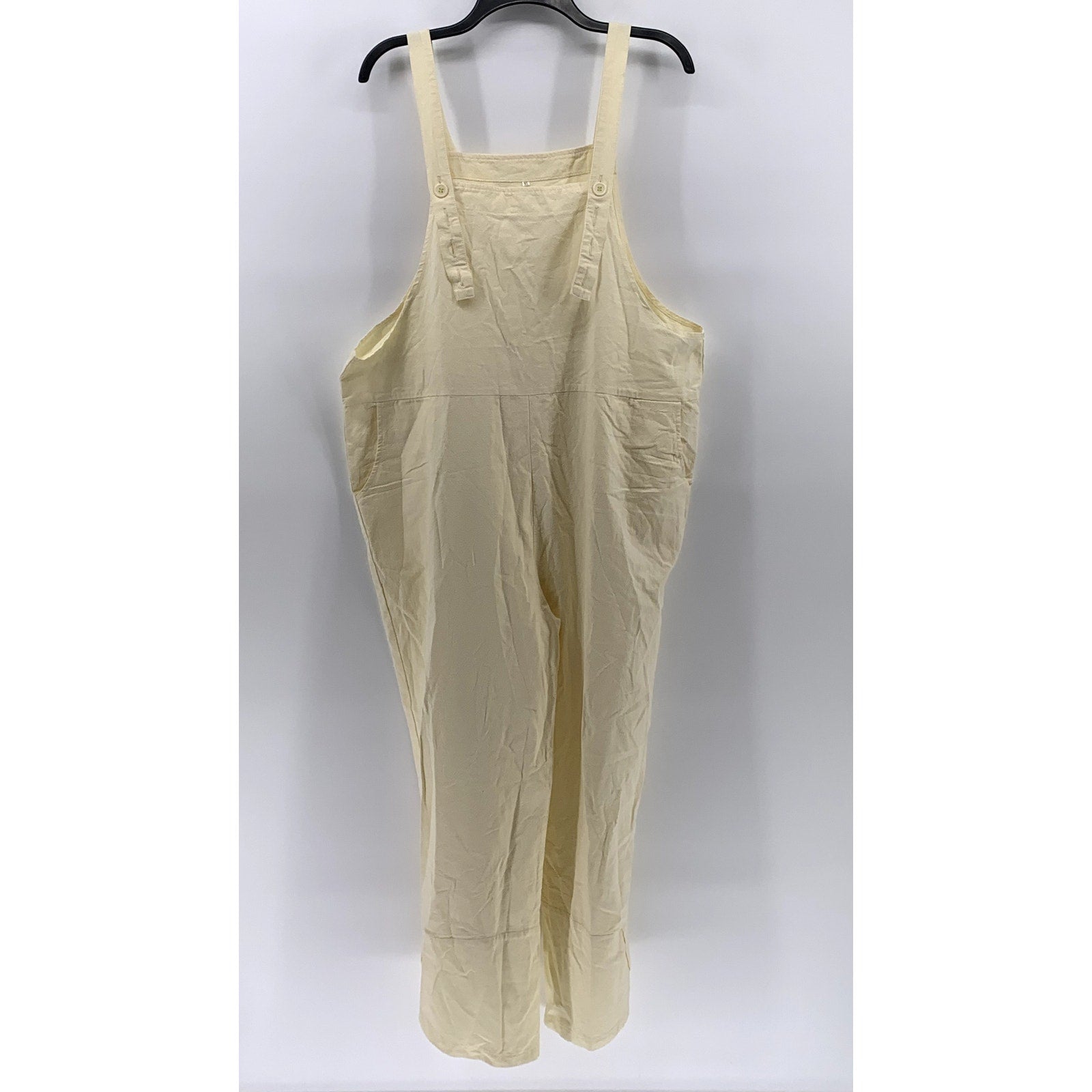 UNBRANDED Women's Beige Cotton-Linen Jumpsuit Overall SZ XL