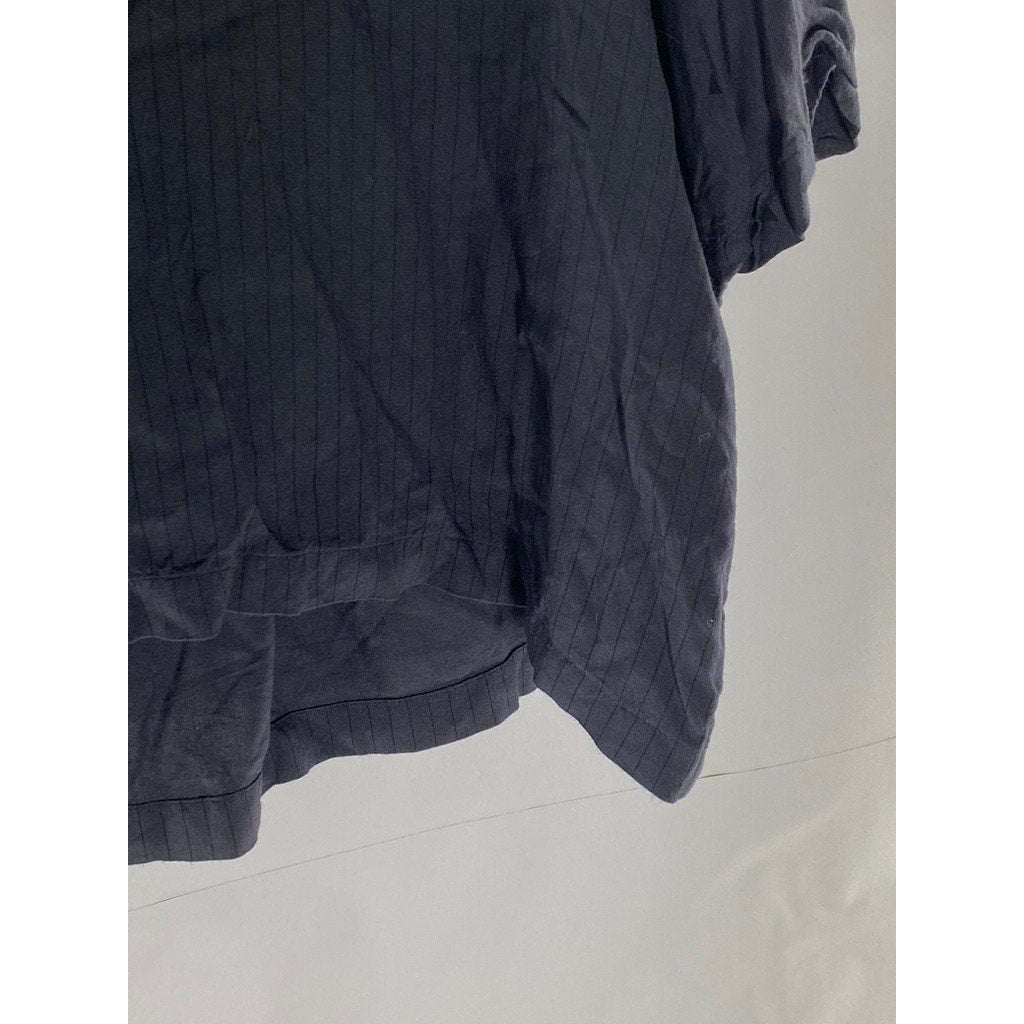 RVCA Women's Black Striped/Dot Button-Up Short Sleeve Crop Top SZ M