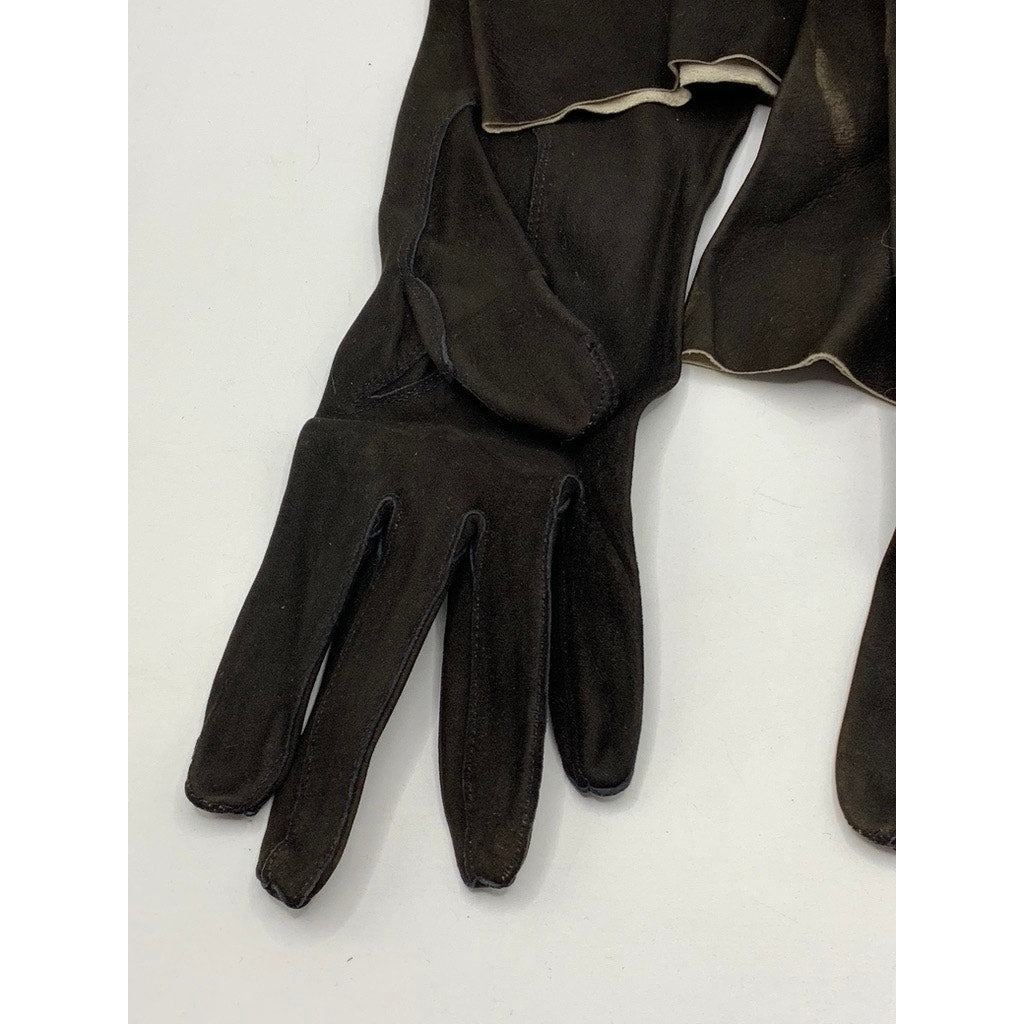 STYLED By Andre David Women's Brown Vintage Leather Gloves SZ 6.5