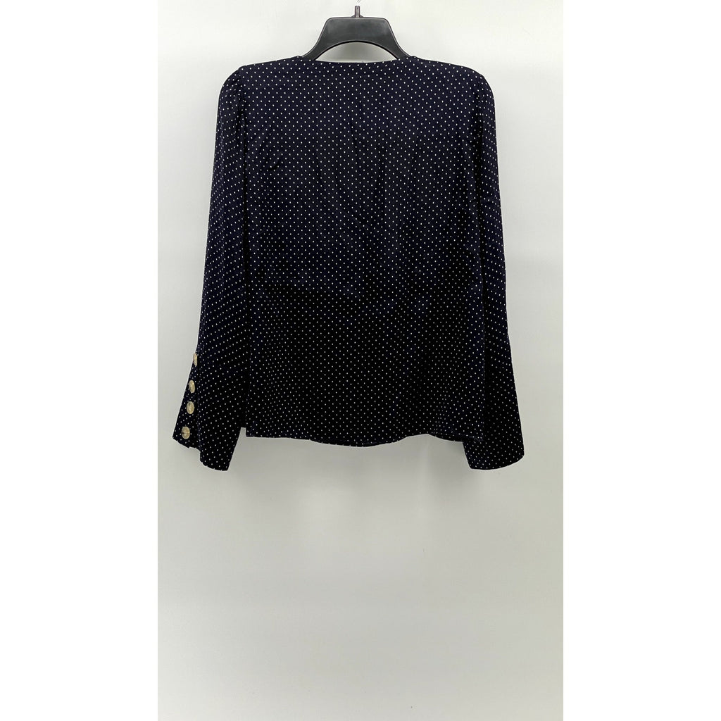 ZARA TRAFALUC Women's Micro Dot Double-Breast V-Neck Long Sleeve Blazer SZ M
