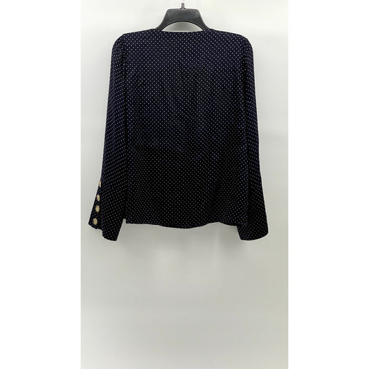 ZARA TRAFALUC Women's Micro Dot Double-Breast V-Neck Long Sleeve Blazer SZ M