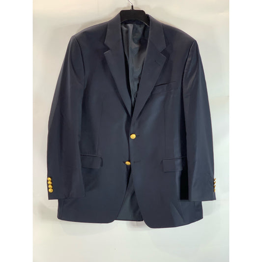 LAUREN RALPH LAUREN Men's Navy Gold Two-Button Stretch Wool Blazer SZ 42R