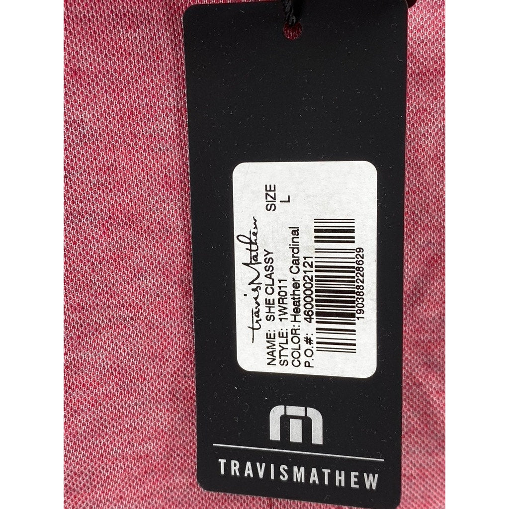 TRAVIS MATHEW Men’s Heather Cardinal She Classy Short Sleeve Polo SZ L