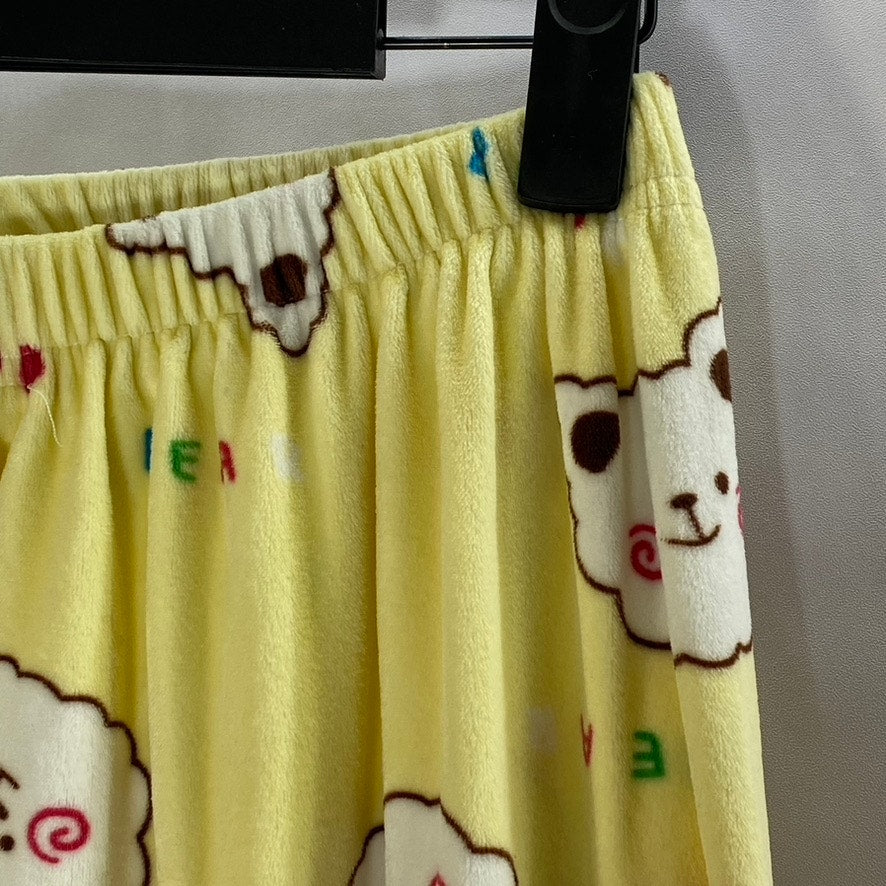 UNBRANDED Women's Yellow Cartoon Print Fleece Pull-On Pant SZ XS