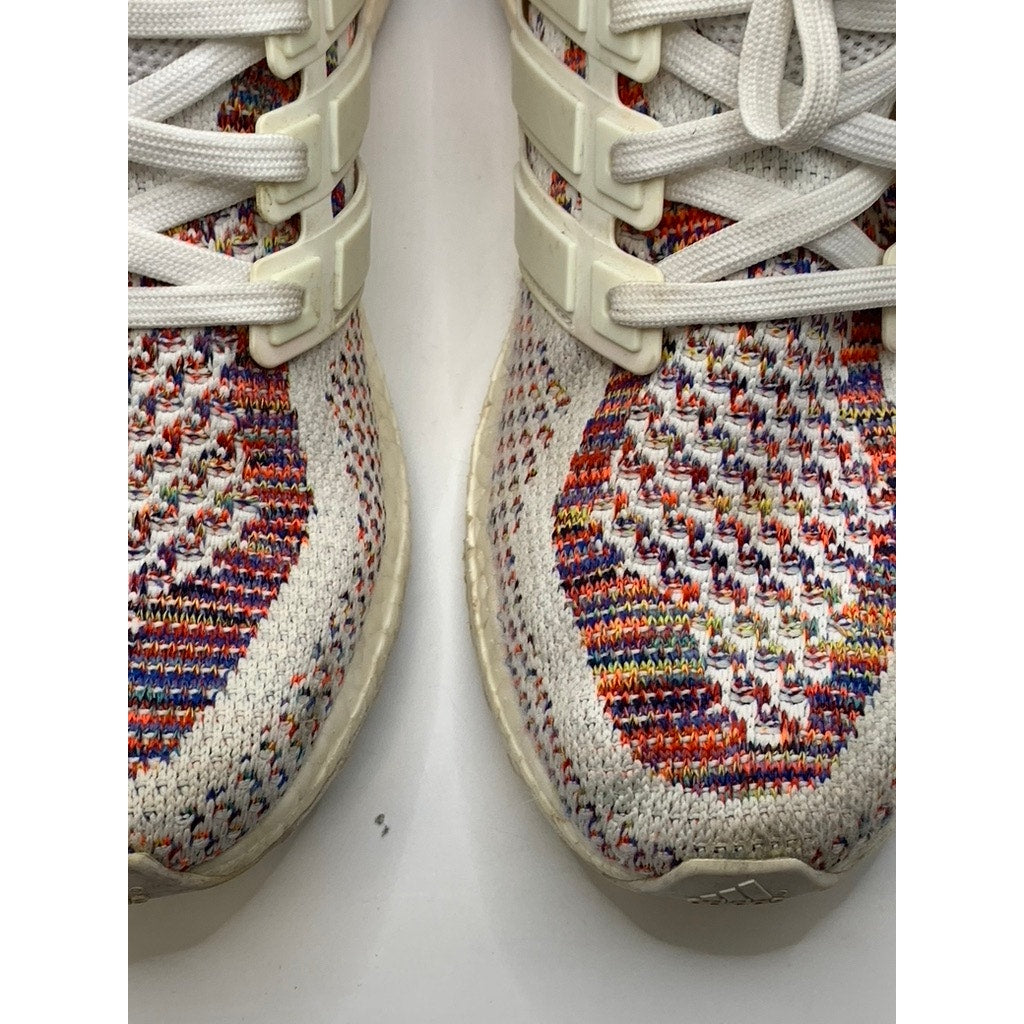 ADIDAS Men's White-Multi Knit Ultra Boost Sneakers SZ 9