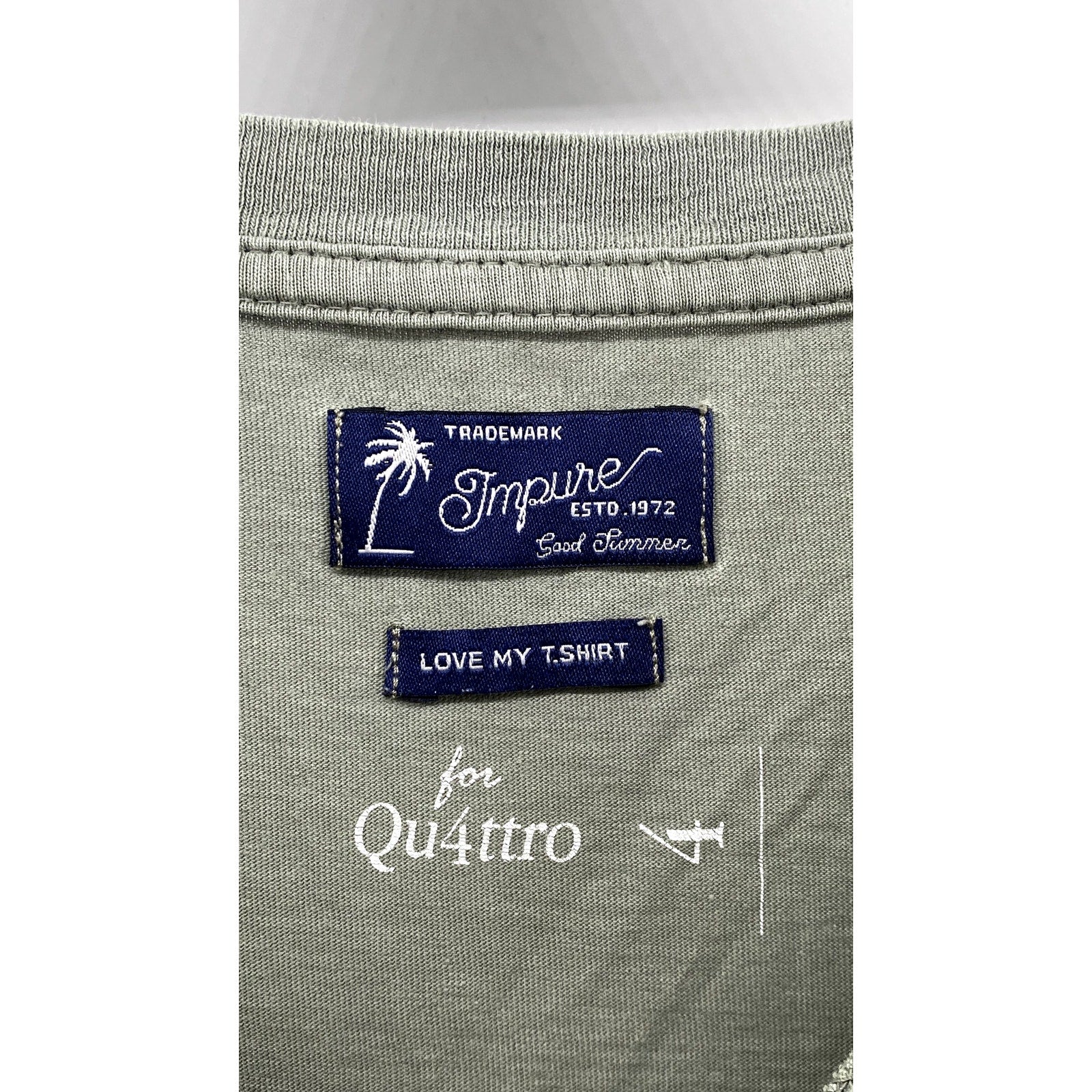 IMPURE Men's Olive Green Crewneck Short Sleeve Casual Cotton T-Shirt SZ L