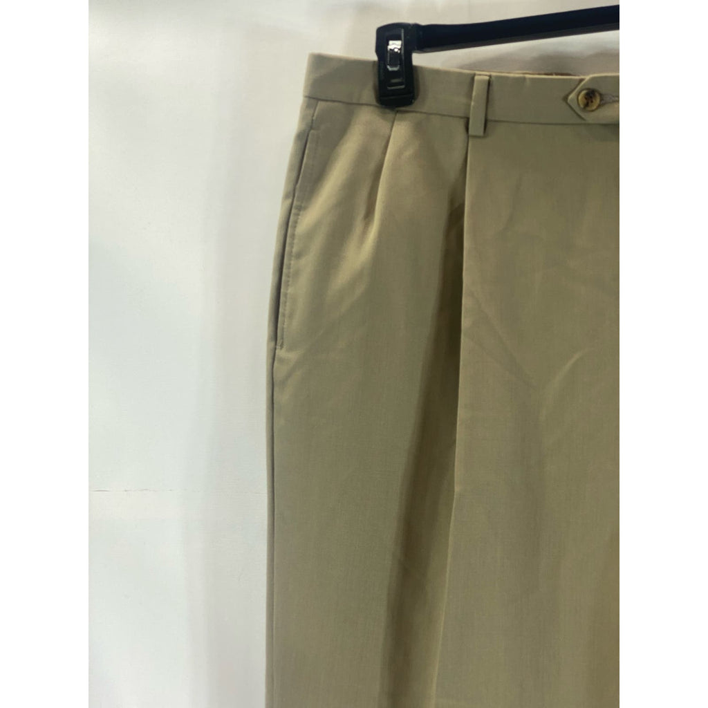 TOMMY HILFIGER Men's Tan Vintage Pleated Front Cuffed Dress Pants SZ 40X31