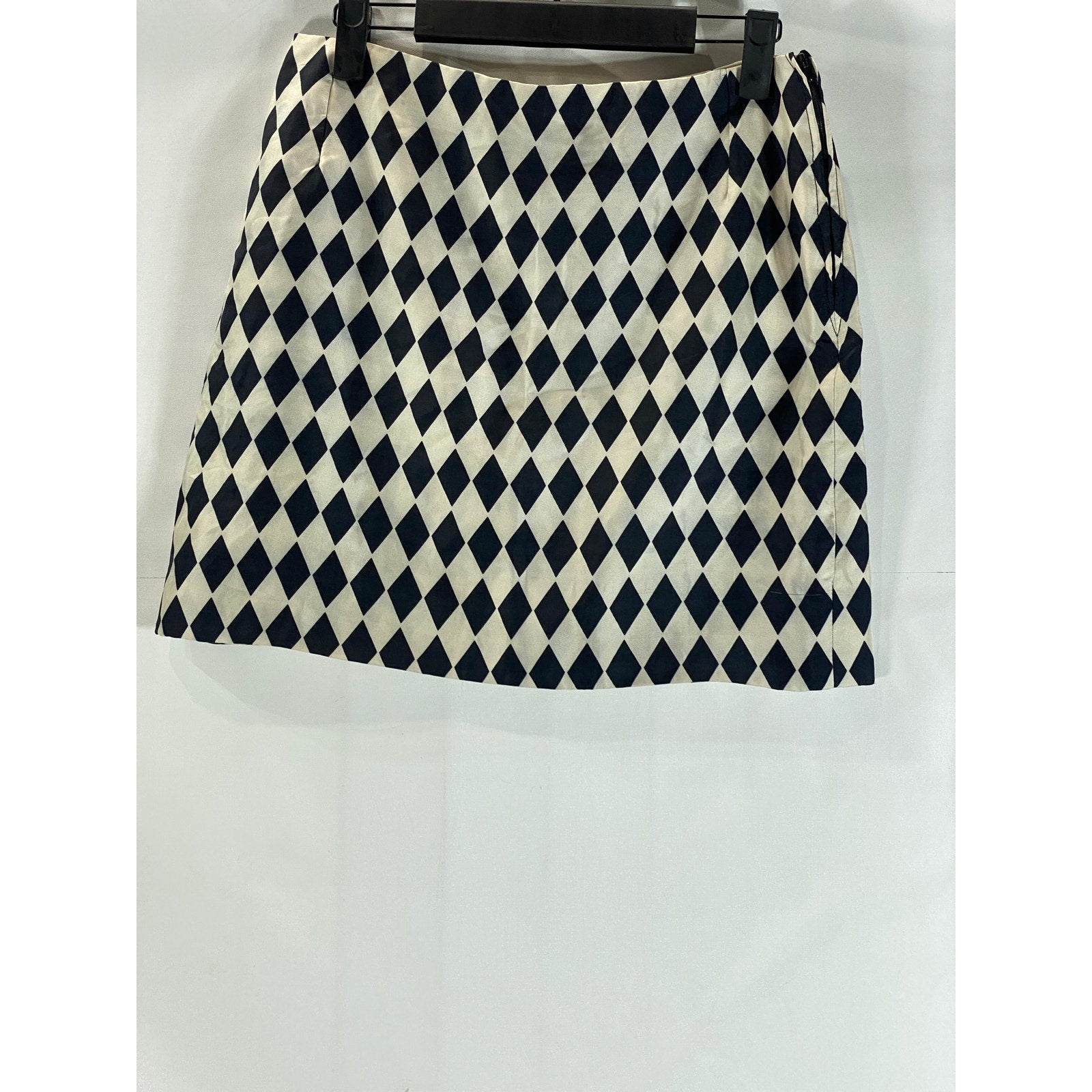 Women's Beige/Black Checkered Side-Zip Mini Skirt SZ S