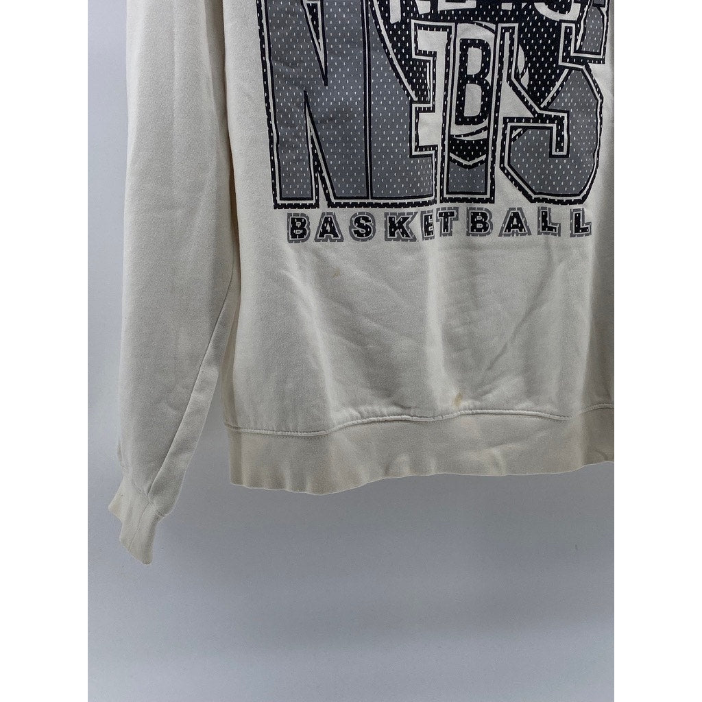 MITCHELL & NESS Men's Beige-Black Brooklyn Nets Basketball Sweatshirt SZ XL