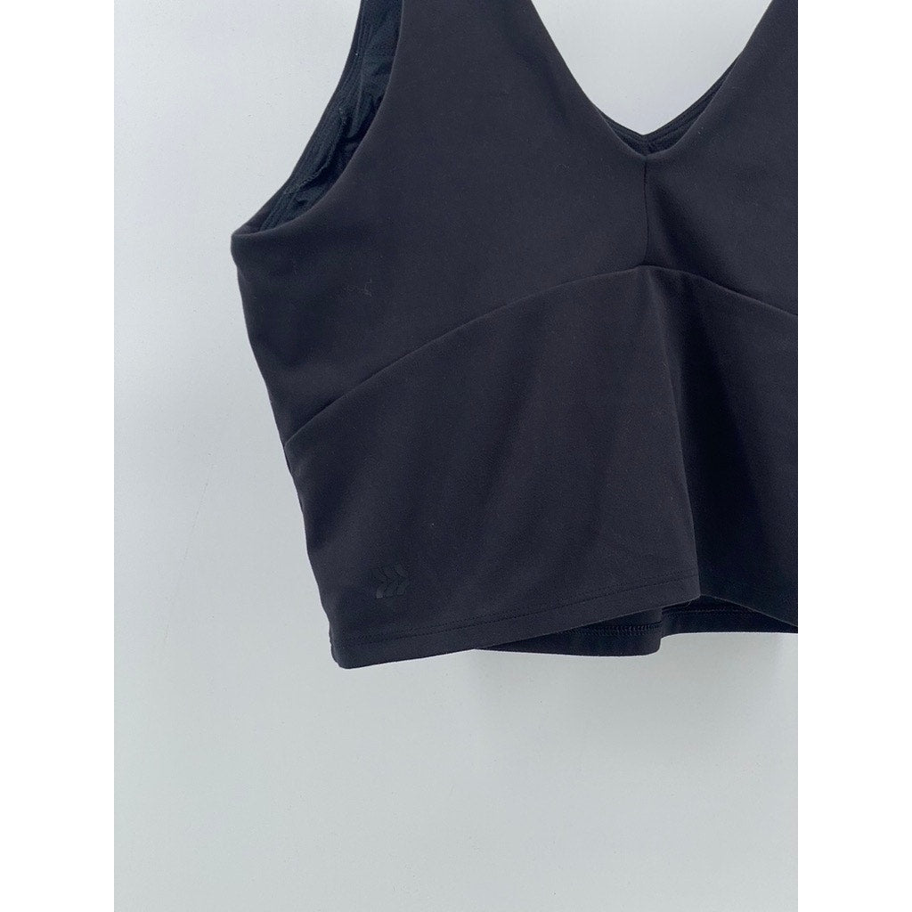 UNBRANDED Women's Black V-Neck Casual Cropped Tank Top SZ S
