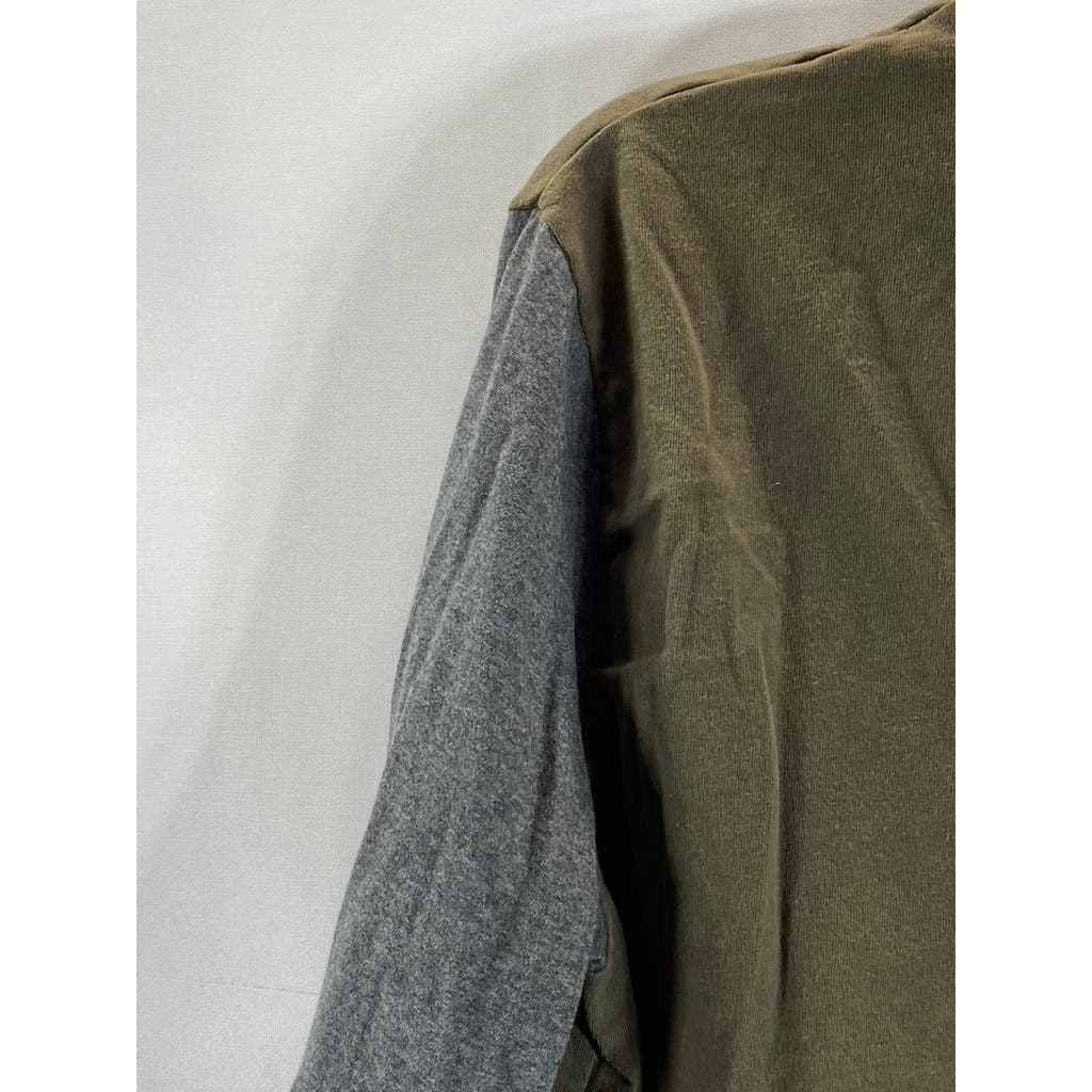 BANANA REPUBLIC Men's Green/Gray Colorblock Crewneck Long Sleeve T-Shirt SZ L