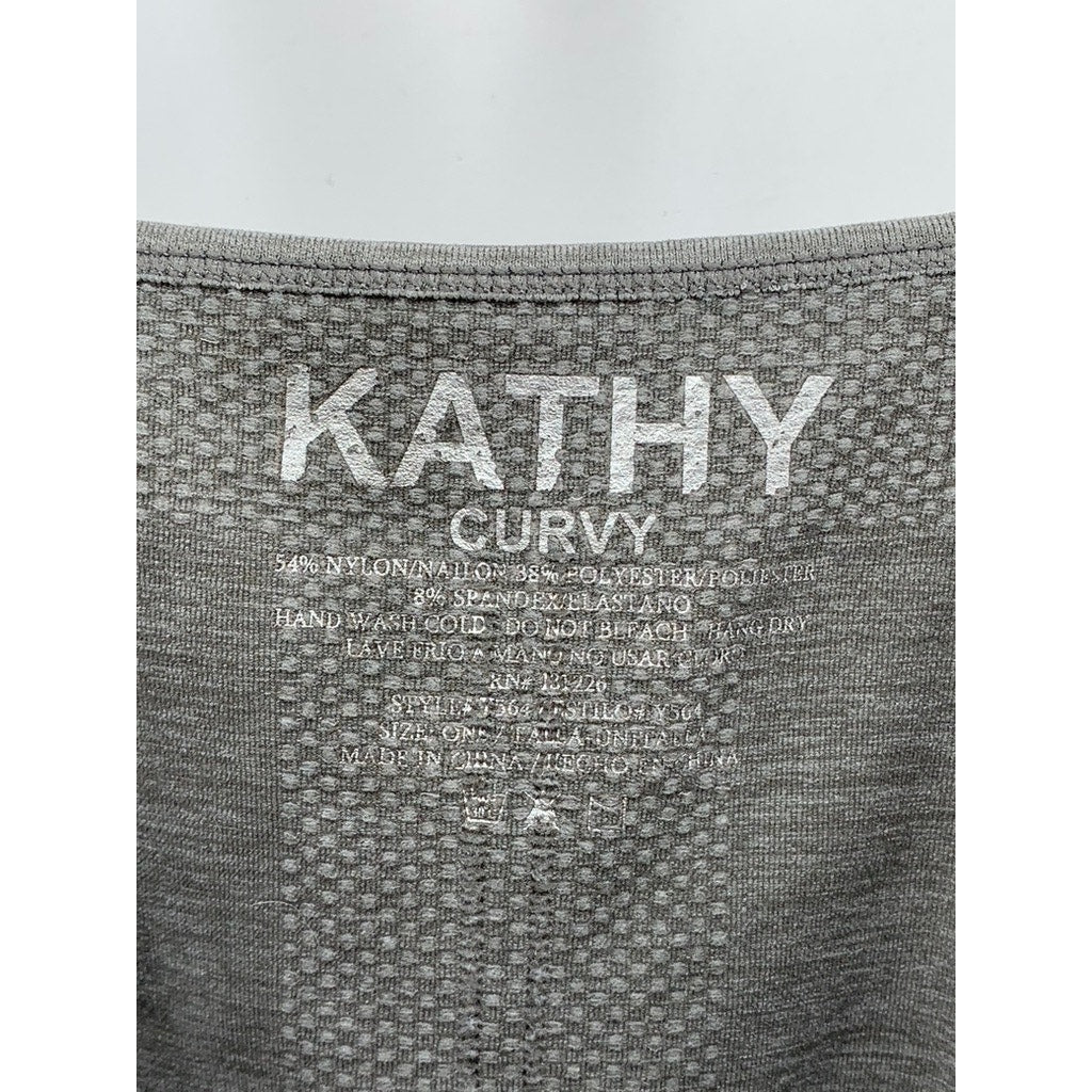 KATHY CURVY Women's Gray Scoop-Neck Tank Top SZ OS