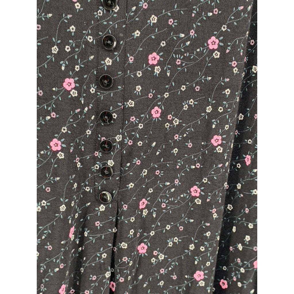 BRIGGS NEW YORK Women's Black Ditsy Floral Maxi Skirt SZ L