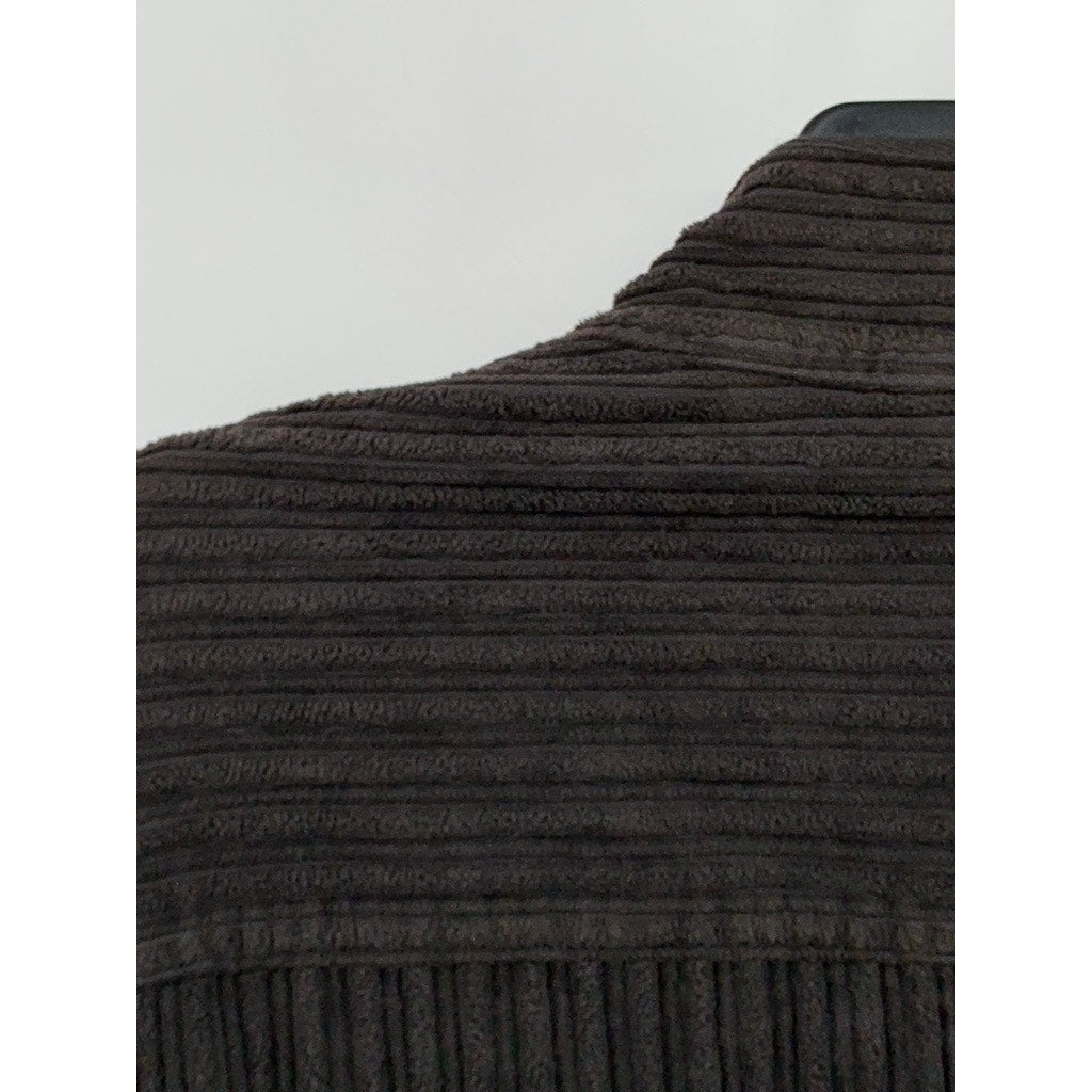 FAHERTY Women's Washed Black Corduroy Snap-Button Zip-Up Shirt Jacket SZ S