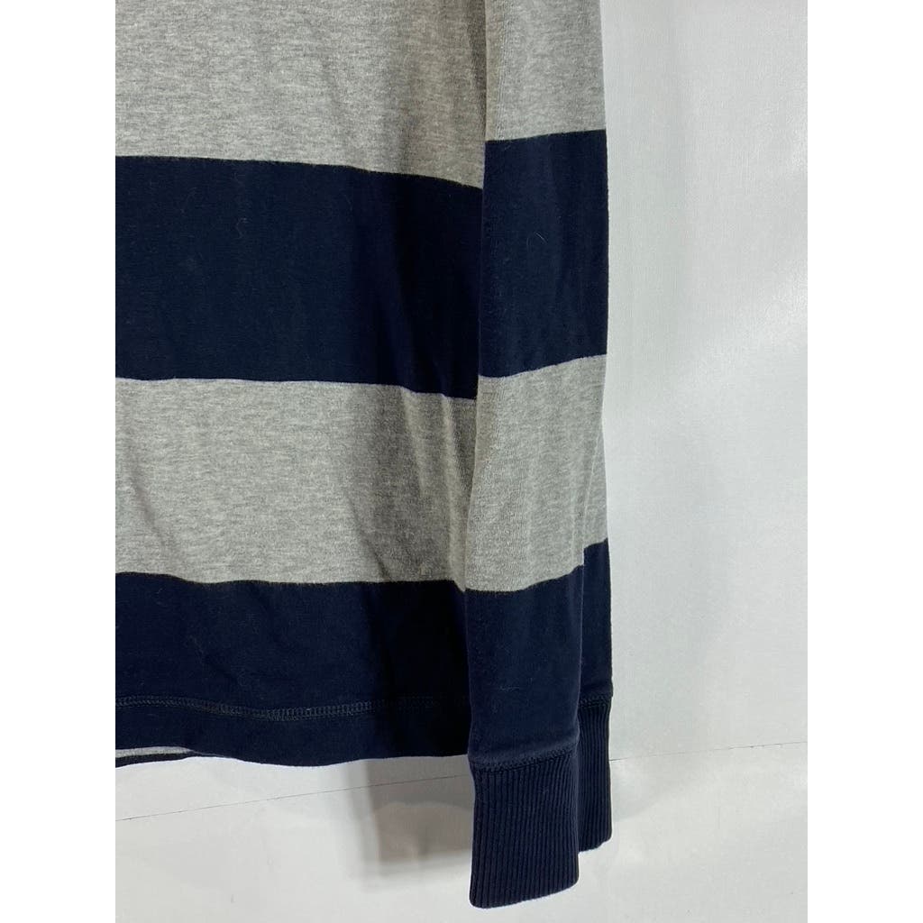 ABERCROMBIE & FITCH Men's Navy/Grey Crewneck Pullover Muscle Sweater SZ L