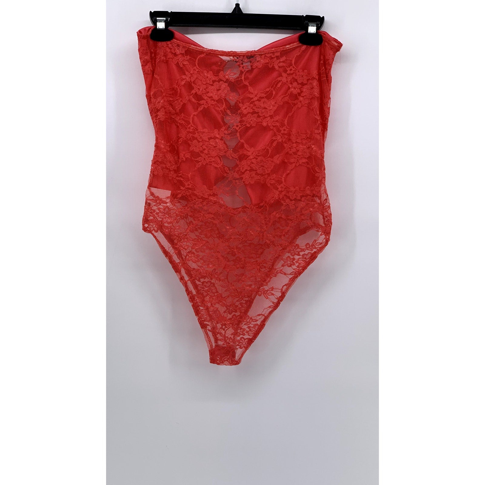 FASHION NOVA Women's Red Lace Cutout Strapless Bodysuit SZ XL