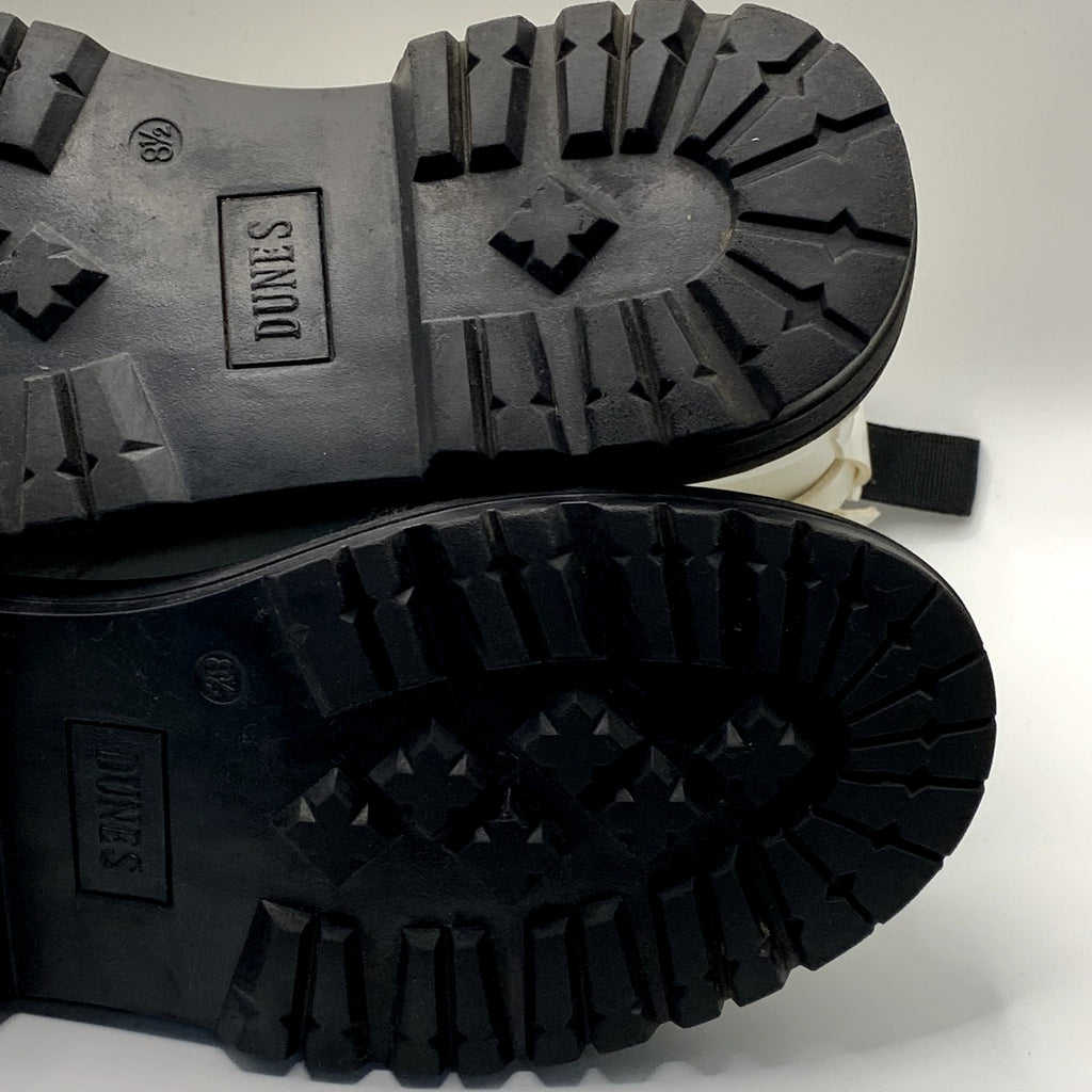 DUNES Women's White Chaplin Faux-Leather Side-Zip Lace-Up Combat Boots SZ 8.5