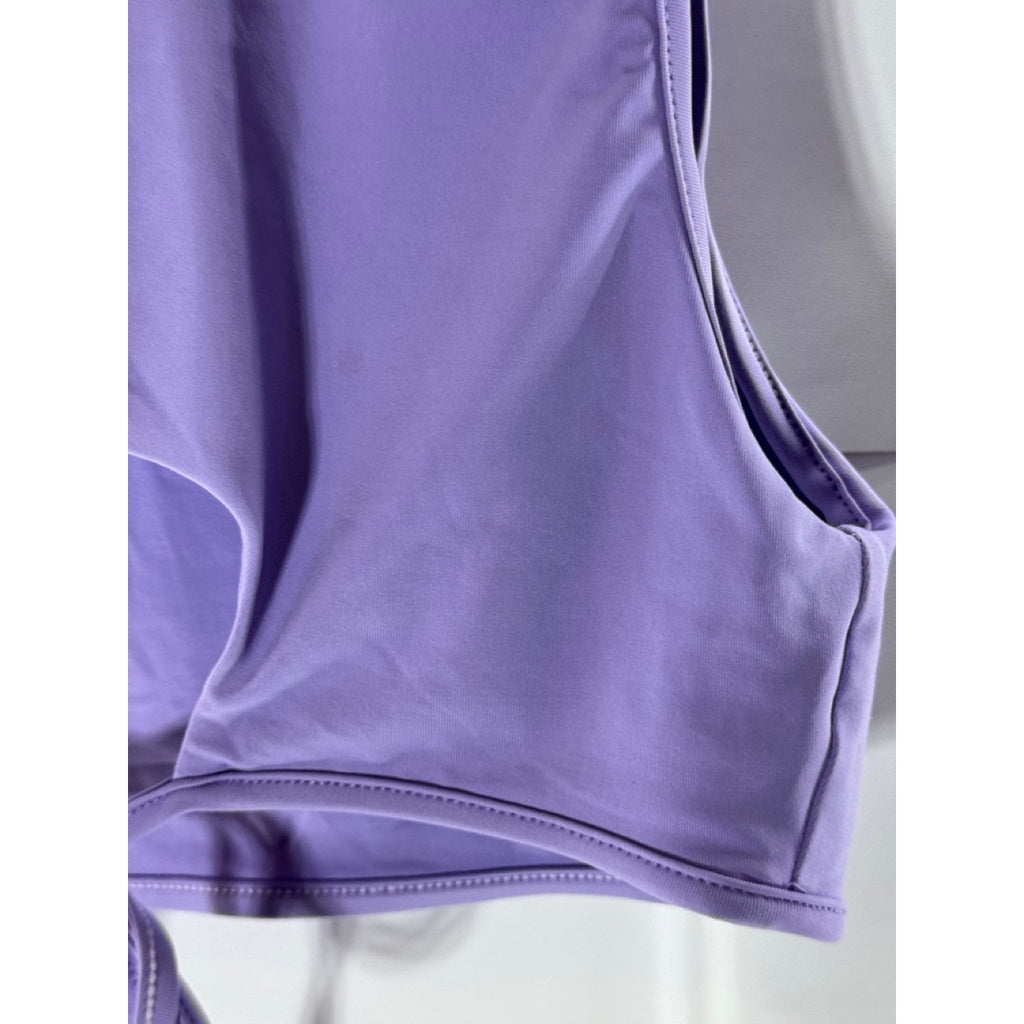 TOAST SWIM Women's Lavender Crewneck Signature Peek-A-Boo Bikini Top SZ S