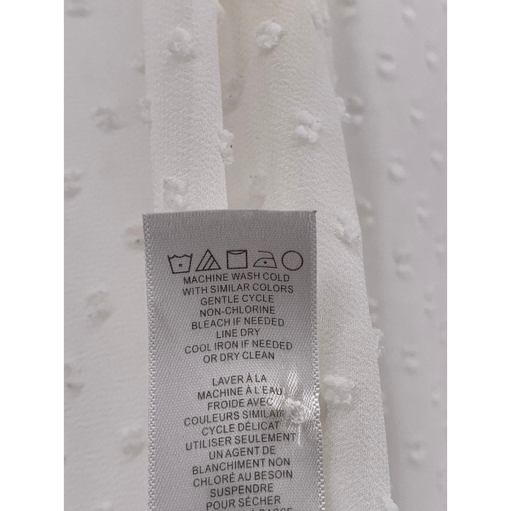 ADRIANNA PAPELL Women's White Textured Dot Long Sleeve Top SZ XS