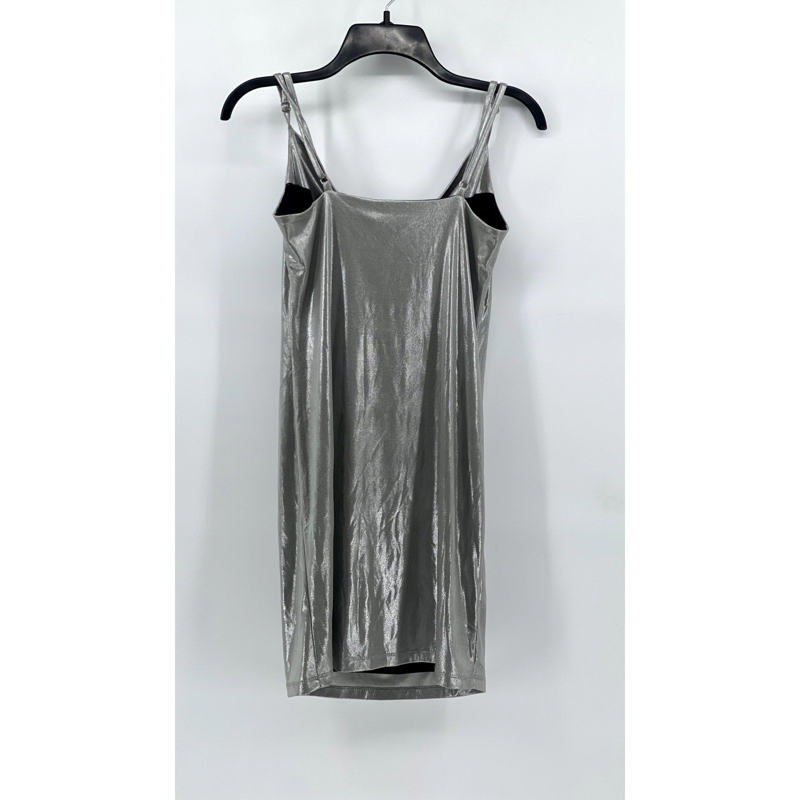 FOREVER 21 Women's Silver Shimmer Cowl-Neck Dress SZ M