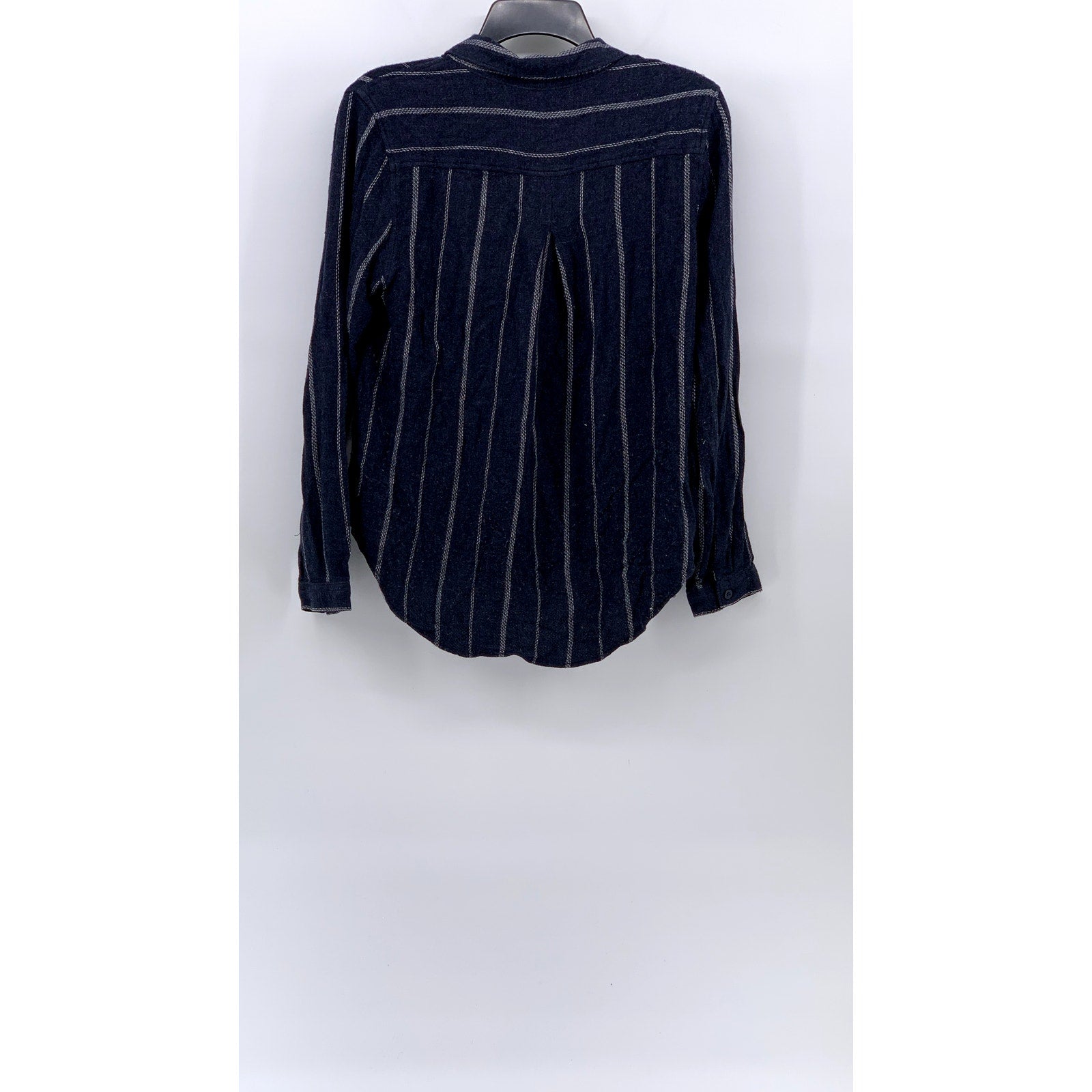 CLOTH & STONE Women's Navy Button-Up Long Sleeve Striped Tulane Top SZ S