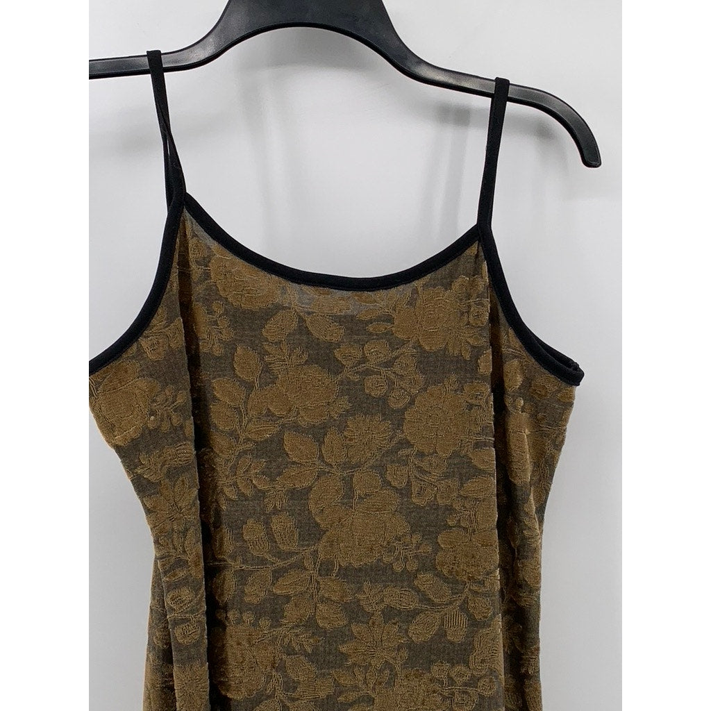 21 TWENTY ONE Women's Brown Velour Floral Scoop-Neck A-Line Mini Dress SZ M