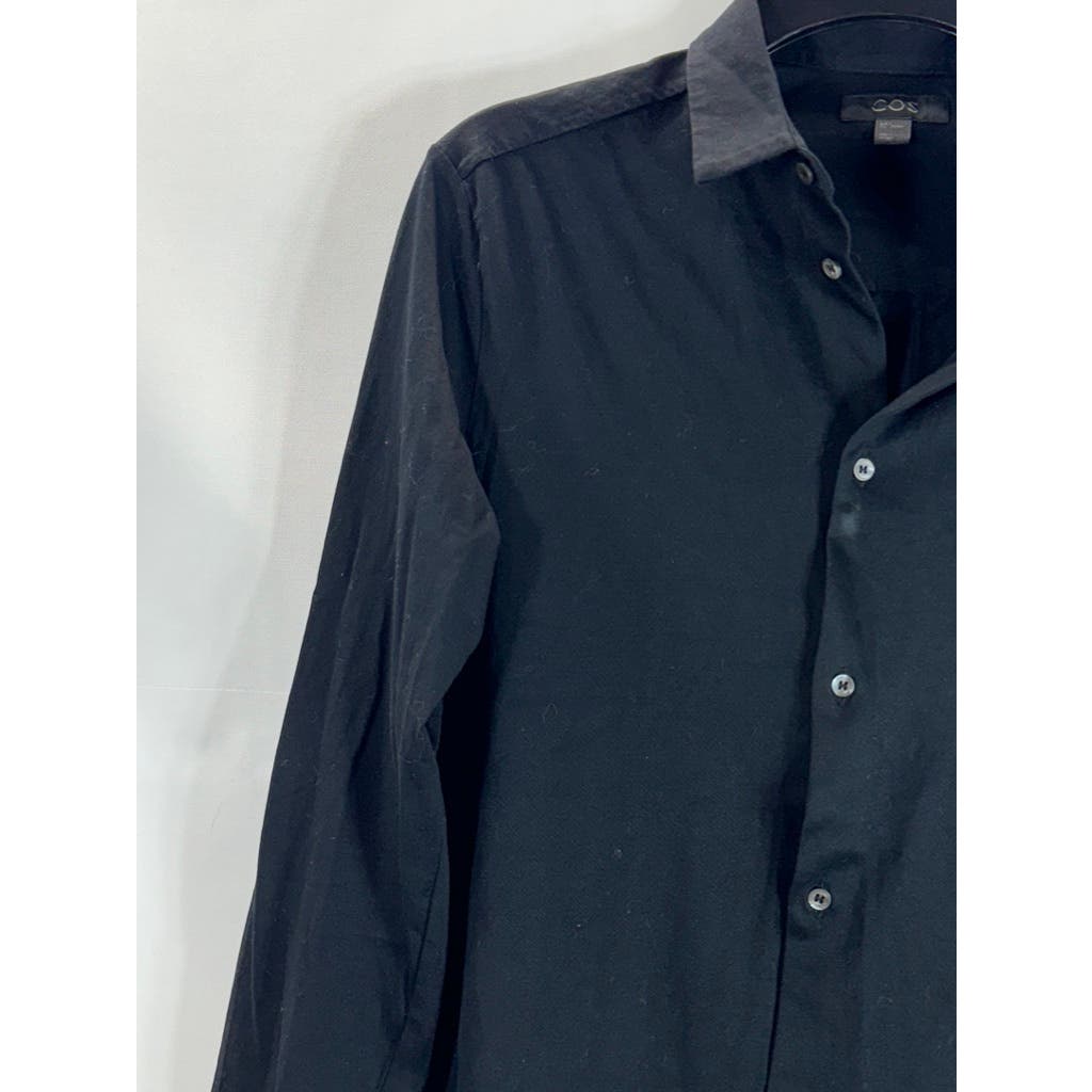 COS Women's Black Solid Cotton Button-Up Long Sleeve Top SZ S(US4)